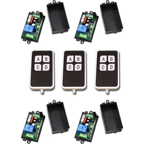 Burst Section AC110V 220V 1CH Wireless Remote Control Switch System 3pcs Waterproof Transmitter with 4Buttons +4Receiver Hot