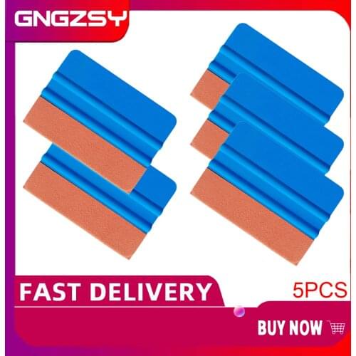 CNGZSY 5pcs Window Tint Scraper Suede Covered Edge Film Tinting Squeegee Vinyl Wrap Glass Clean Car Foil Wash Accessories 5A17