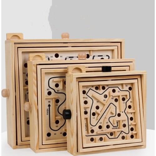 Wooden Children Adult Interactive Desktop Balance Ball Game Intelligence Track Ball Hand Maze Educational Toys Gift