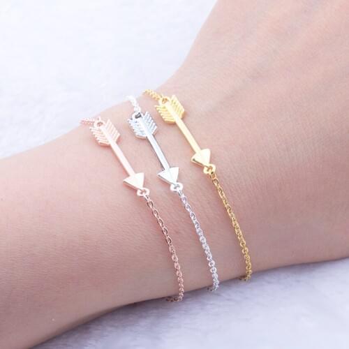 Hunger Games Jewelry Gold Color Direction Arrow Bracelet & Bangle Stainless Steel Chain Geometric Charm Bracelets For Women