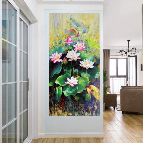 Pink Flower Diy Diamond Painting Full Square Round Drill Zen Lotus Rhinestone Embroidery for Bedroom Wedding DecorationsZP-255