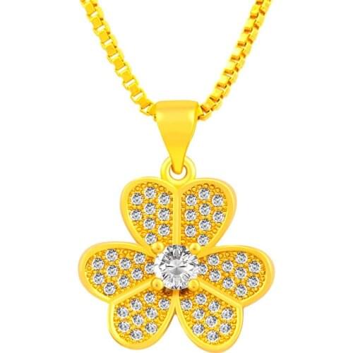 Korean Single Necklace Pendant 14K Sand Gold Zircon Diamond Fine Jewelry Womens Leaf Pendants No Chain Birthday Gifts Female