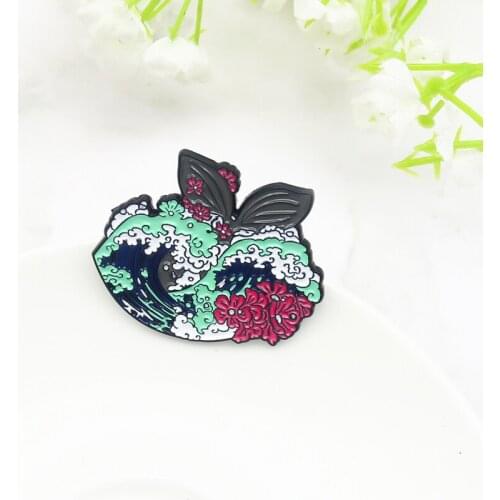 Apple shape Creative Brooch sea wave spray whale fish tail flower Enamel Lapel Pin Backpack jackets fashion Badge
