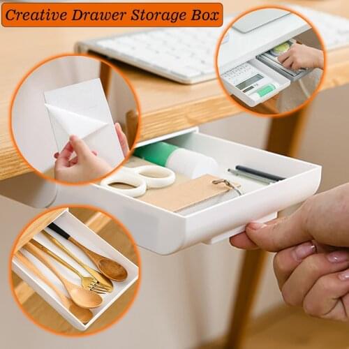 Creative Drawer Storage Box Hidden Paste Style Office Stationery Kitchen Storage household storage accessories home Organizers