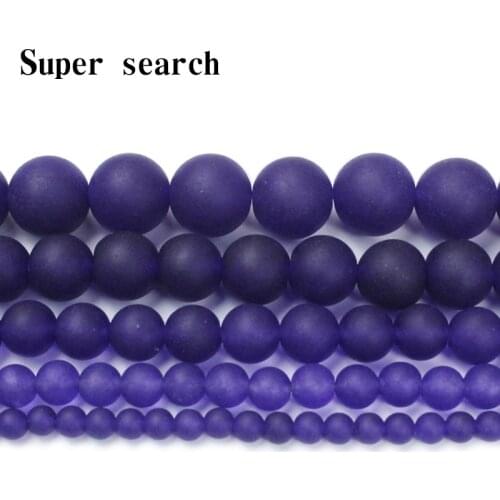 Natural Stone Matt Frosted Purple Chalcedony Jades Beads Round Loose Spacer Beads For Jewelry Making 4/6/8/10/12mm Bracelet