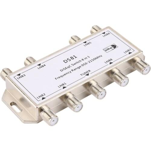 Hot Sale DS81 8 in 1 Satellite Signal DiSEqC Switch LNB Receiver Multiswitch Heavy Duty Zinc Die-cast Chrome Treated