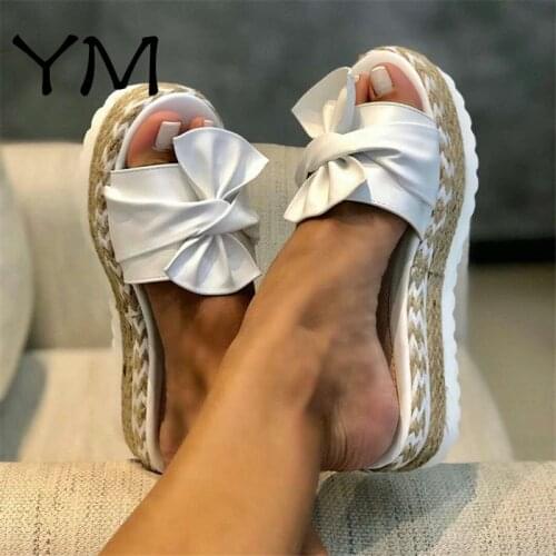 Fashion Sandals Shoes Women Bowknot Summer Sandals Slipper Indoor Outdoor Flip-flops Beach Shoes Female Slippers Plus Size 35-43