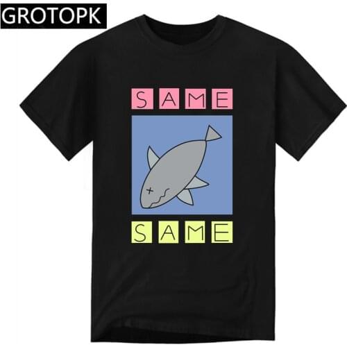 2019 Big Size Nichijou Same Shark Men T Shirt Hip Hop Short Sleeve Black Tshirt Harajuku Streetwear