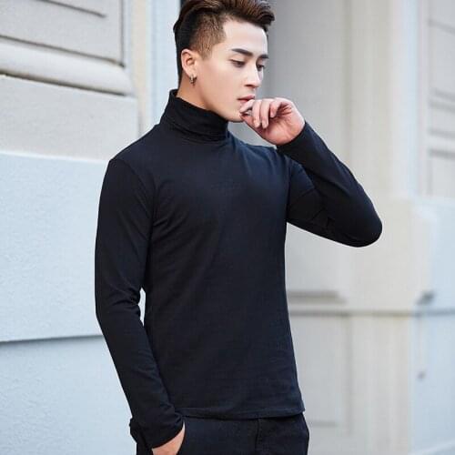 MRMT 2021 Brand New Autumn Mens T-shirt High-collar Bottom Self-cultivation T-shirt for Male Pure Long Sleeve Tops T-shirt