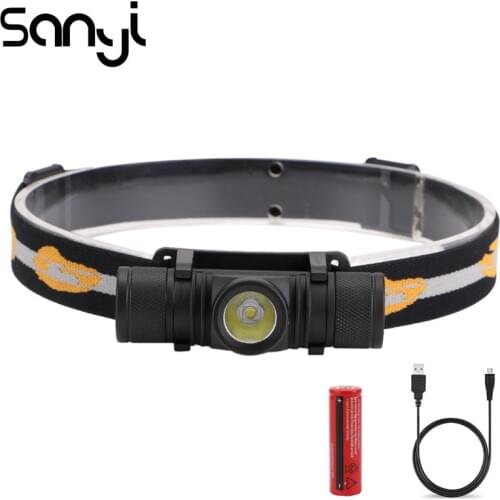 SANYI 1*XML-L2 Headlight Power by 18650 Batterry Headlamp USB Rechargeable 6 Modes Flashlight Head for Camping Night Fishing
