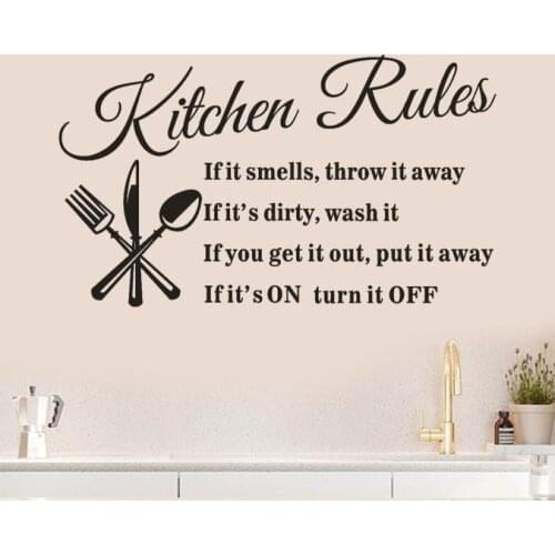 Wall Sticker Adesivo De Parede Rules Restaurant 57 x 33cm Stickers Kitchen Decal Mural DIY Wallstickers 18JAN11