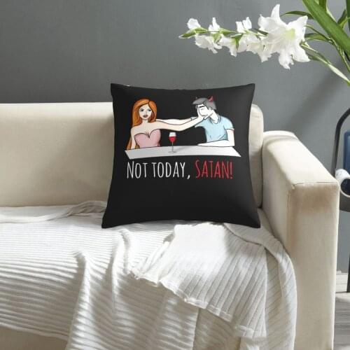 Not Today Satan! Today Not Satan! Vino Wine pattern print Cushion Cover Decorative Pillowcase Chair Seat Square Car Pillow