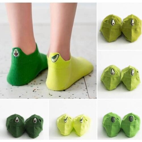 Women Avocado Embroidery Socks Casual Joker Cotton Short Socks For Ladies Concise College Korean Style Funny Sox Fashion Meias