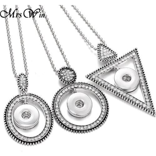 2019 New Snap Necklace Snap Button Jewelry Vintage Rhinestone Snap Pendant Necklace Fit 18mm Metal Snap Buttons Women Jewelry