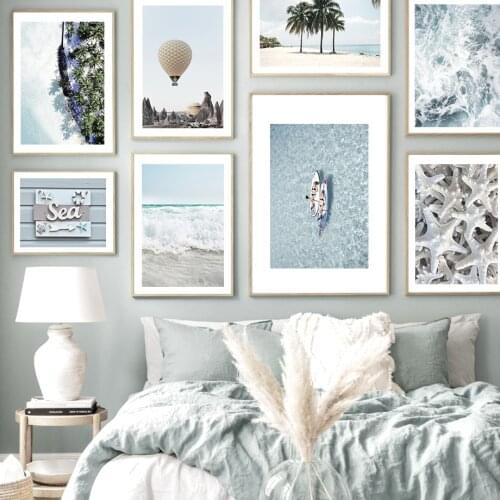 Ocean Palm Tree Sunbathing Waves Starfish Wall Art Canvas Painting Nordic Posters And Prints Wall Pictures For Living Room Decor