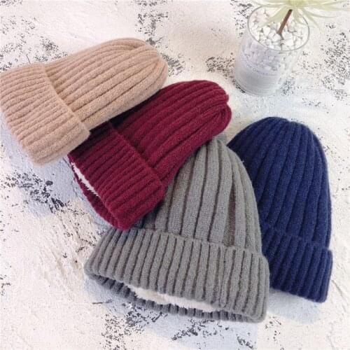 2020 Autumn Winter Wool Knitted Hat Plush Thicken Warm Beanies Hats For Women Bonnet Femme Caps Thickened Warm Hat шапка женская