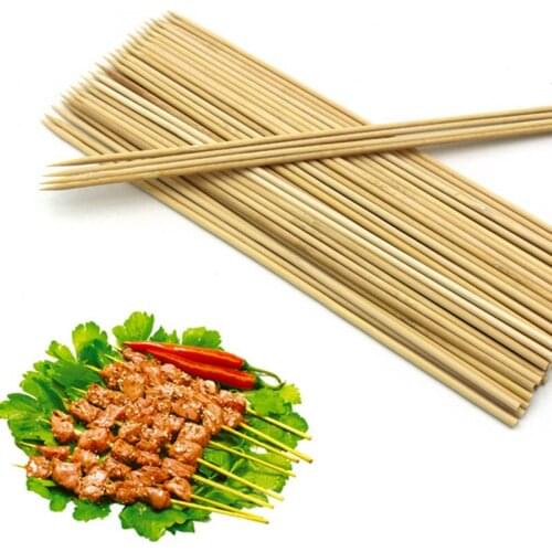 15-30CM 2.5-4.0MM 90PCS/LOT Natural Bamboo BBQ Sticks Camping Party Skewers Disposable Sticks Meat Food Grill Barbecue Tools