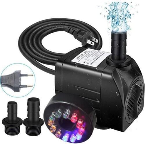 Mini Submersible Water Pump 220V/16W 5ft Cord Water Pumps With LED Light For Fish Tank Aquarium Ultra Quiet Water Fountain Pump