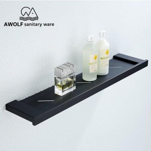 Stainless Steel Bathroom Shelves Wall Mounted Cosmetic Shower Storage Rack Black Color Kitchen rack Bathroom Accessories AZ5110