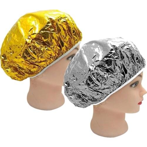 Professional One-off Shower Cap Heat Insulation Aluminum Foil Hat Elastic Portable Bathing Cap For Women Hair Salon Bathroom