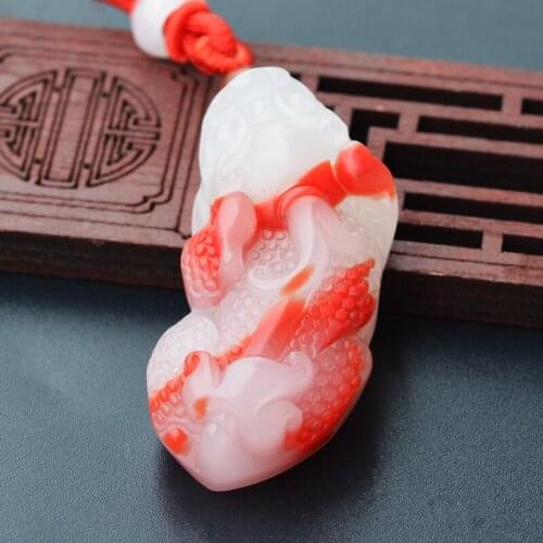 Drop Shipping Mens Nephrite Necklace Pendant bloodstone PIXIU Pendant Lucky fortune Gift for Womens Fashion Jades Jewelry
