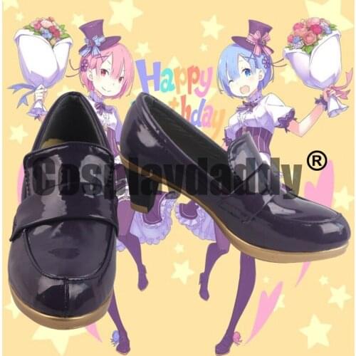 Re:Zero kara Hajimeru Isekai Seikatsu Starting Life in Another World Rem Ram Happy Birthday Ver. Cosplay Heel Loafers Shoes S008
