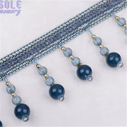 Luxury 12M Crystal beads Curtain Trims Lace Tassels Curtain Hanging Ball Tie Back Straps Holders Accessories Home Decoration