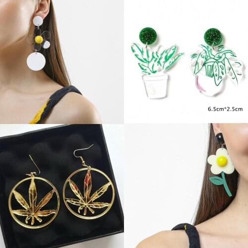 Earrings For Women Kelly Earrings Fashion Charm Exaggerated Eardrop Trendy Hip Hop Girls Gift Cute Sweet Flower Plant Leaves
