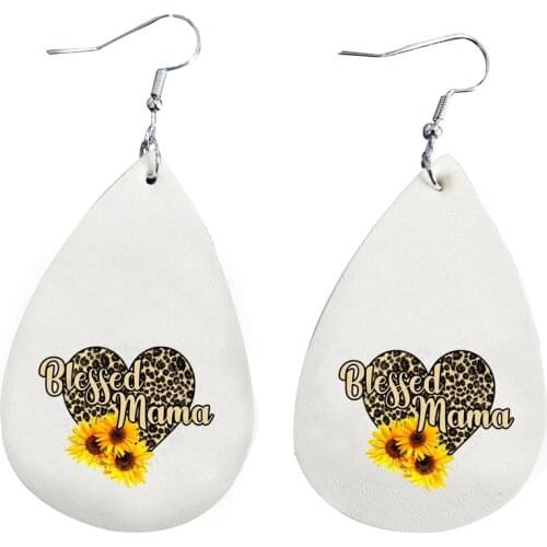 PU Leather Earrings For Leopard Love With Sunflowers Valentines Day Layered Glitter Sweetheart Earrings