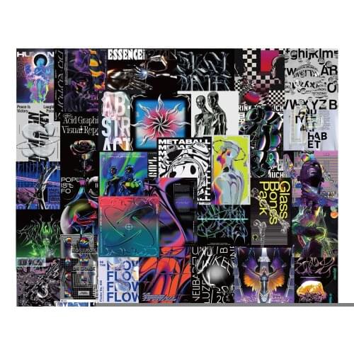 48pcs/lot Art Style Fashion Stickers for Laptop Car Motorcycle Skateboard Bicycle Luggage Guitar Waterproof Decal Sticker Toy