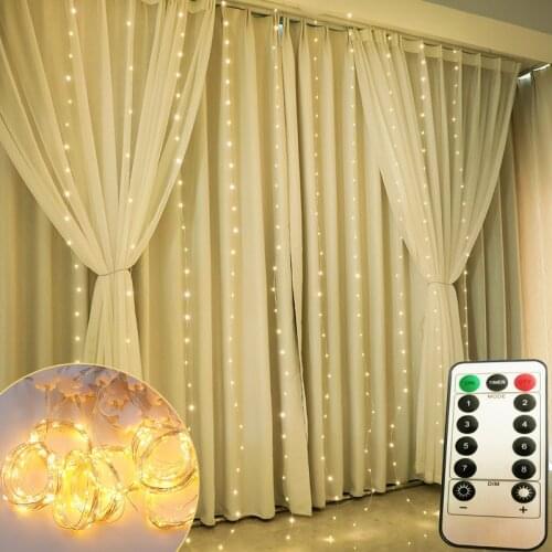Fairy Lights Christmas String Lights Remote Control USB Wedding Curtain Lamp For Room Outdoor Wedding New Year 2022 Decoration