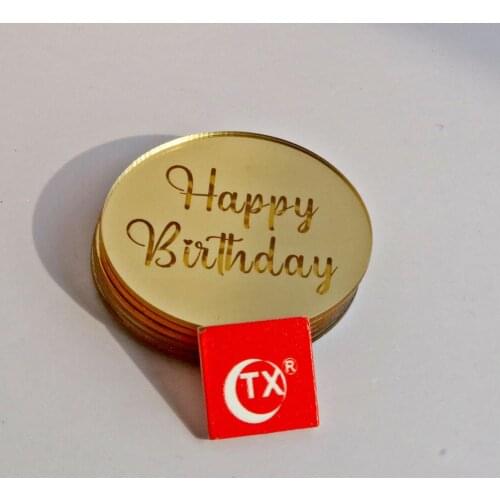 10pcs Happy Birthday Day Cake Topper Gold Silver Acrylic Birthday Party Dessert Decoration for Birthday Party Baking Supplies