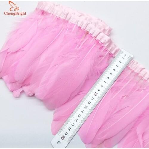 ChengBright Hot Goose Feather Trims 10Yards Dyed Goose Feather Ribbon Fringes Goose Feather Cloth Belt 5-6inch/13-18cm