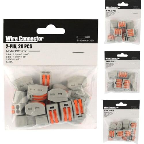 Universal Compact PCT-212-213-214-215 Wire Cable Connector Conductor Spring Splicing Wiring Connector Push-in Terminal Block