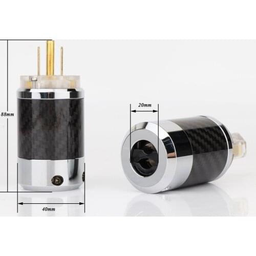 WCF4-TG Top Clear Carbon Fiber Gold Plated Brass With gasket US standard AC Power Plug IEC Female Plug DIY Mains Power Connector
