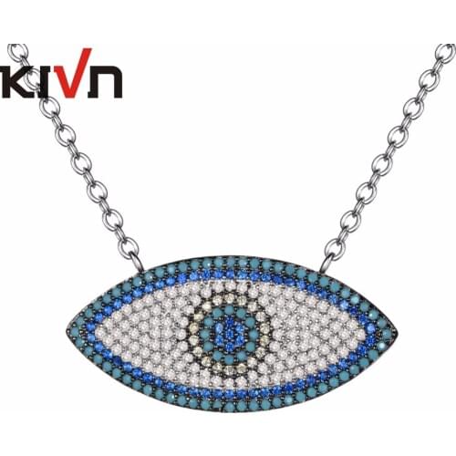 KIVN Jewelry Turkish Blue eye CZ Cubic Zirconia Womens Girls Bridal Wedding Pendant Necklaces Birthday Gifts 6pcs Lots Wholesale