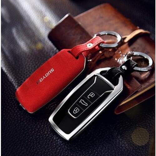 Suede Fur Zinc alloy Car Key Case Cover ForVW Volkswagen Touareg 2019 smart shell Accessories Keychain Holder Keyring durable