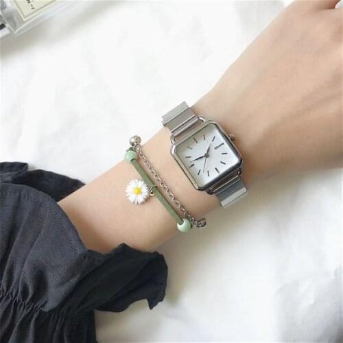 Art Retro Small Fresh Japanese And Korean Style Square Simple Steel Band Watch Female
