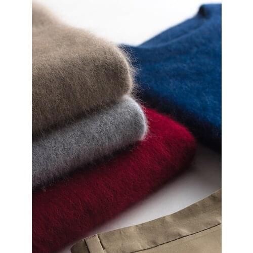 Winter Thick Solid O-Neck Sweater Men Warm Mink Cashmere Pullover Casual Jumpers For Male Brand Knitwear Tops 1958