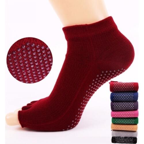 1 Pair High Quality Half Five Fingers Cotton Toe Yoga Sock Non-Slip Peep Toe Anti-Slip Pilates Ankle Grip Durable Open Yoga Sock