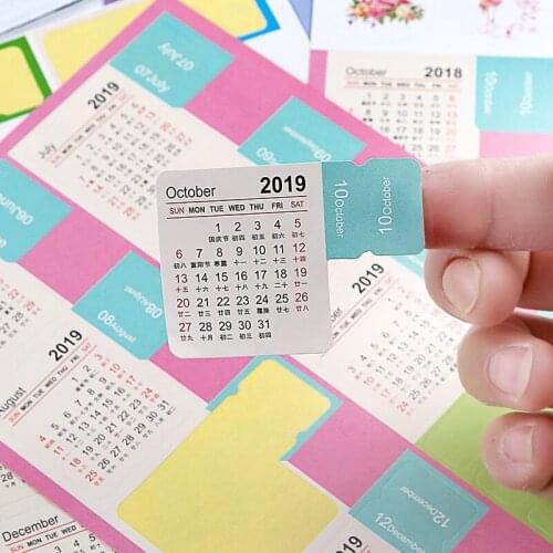 4pcs Calendar 2019 Agenda 2019 Plan w33 w16 Student Supply Stationery Mark Calendar Organizer School Cute Sticker