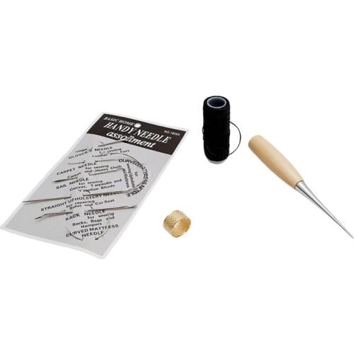 4 Pieces Hand Sewing Needles Sewing Needles With Leather Waxed Thread Cord Drilling Awl And Thimble For Leather Repair