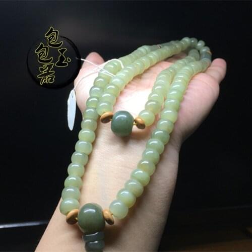 Natural hetian green jade bracelet 108 Buddha beads rosary for men women prayer jadeite jade jewelry jade beads bracelets
