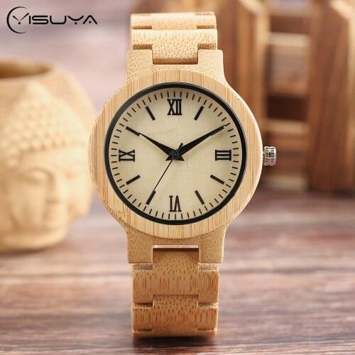 Nature Bamboo Wooden Wrist Watch Men Sport Casual Timber Quartz Mens Watches Fold Clasp Wood Band Roma Bangle Clock