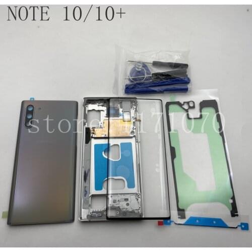 Full Housing Cover Case Chassis Middle Frame Bezel Battery door Front Glass Lens For Samsung Galaxy NOTE 10 N970 PLUS N975
