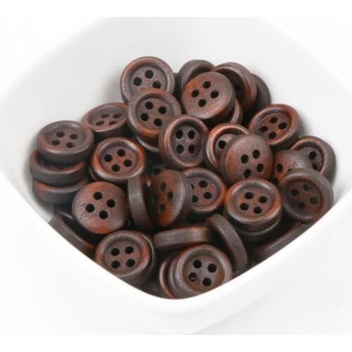Wooden Dark Brown Round Pattern Buttons Scrapbook Handmade Sewing Home Decoration Accessory DIY 12mm 50pcs MT0574-FD