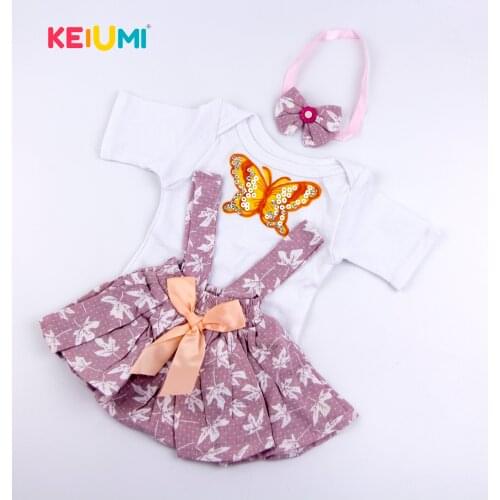 KEIUMI Lovely Baby Girl Doll Dress Suit For 19 inch Reborn Baby Doll With Pretty Flower For Kids Doll Collection