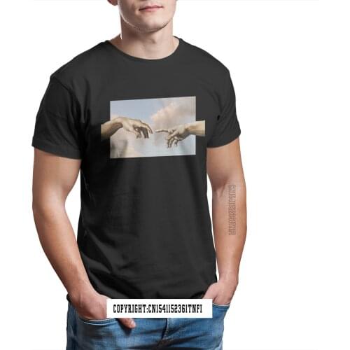 The Creation Of Adam 2021 Religious Leader Jesus Calling Print 100% Cotton T Shirt Cool Graphic Desgin TShirt Men Streetwear