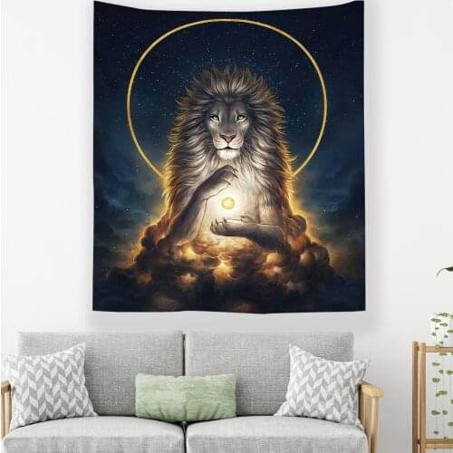 Ins Wind Wolf Tapestry Wall Hanging Home Living Room Cartoon Animal Polyester Fabric Hanging Painting Decor Blanket Beach Towel