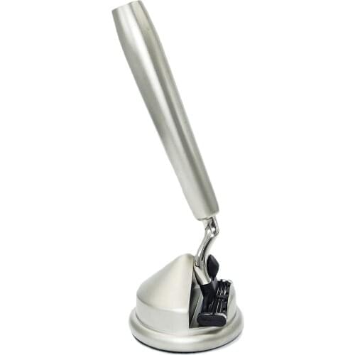 WLONG Men Shaving Barber Tools Safety Razor Gift Kit with Mach 3 Blade and Cute Classic Zinc Alloy Stand Holder